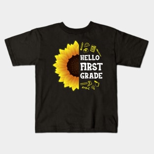 Hello First Grade Shirt 1st Grade Back To School Sunflower Gift Kids T-Shirt